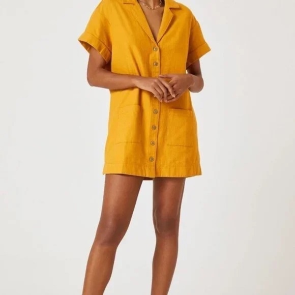 Anthropologie Pilcro Dresses & Skirts - Anthropologie Pilcro Button Down Shirt Dress Gold Size Medium
